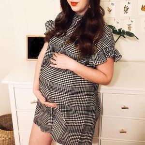 ASOS maternity gingham frill sleeve dress